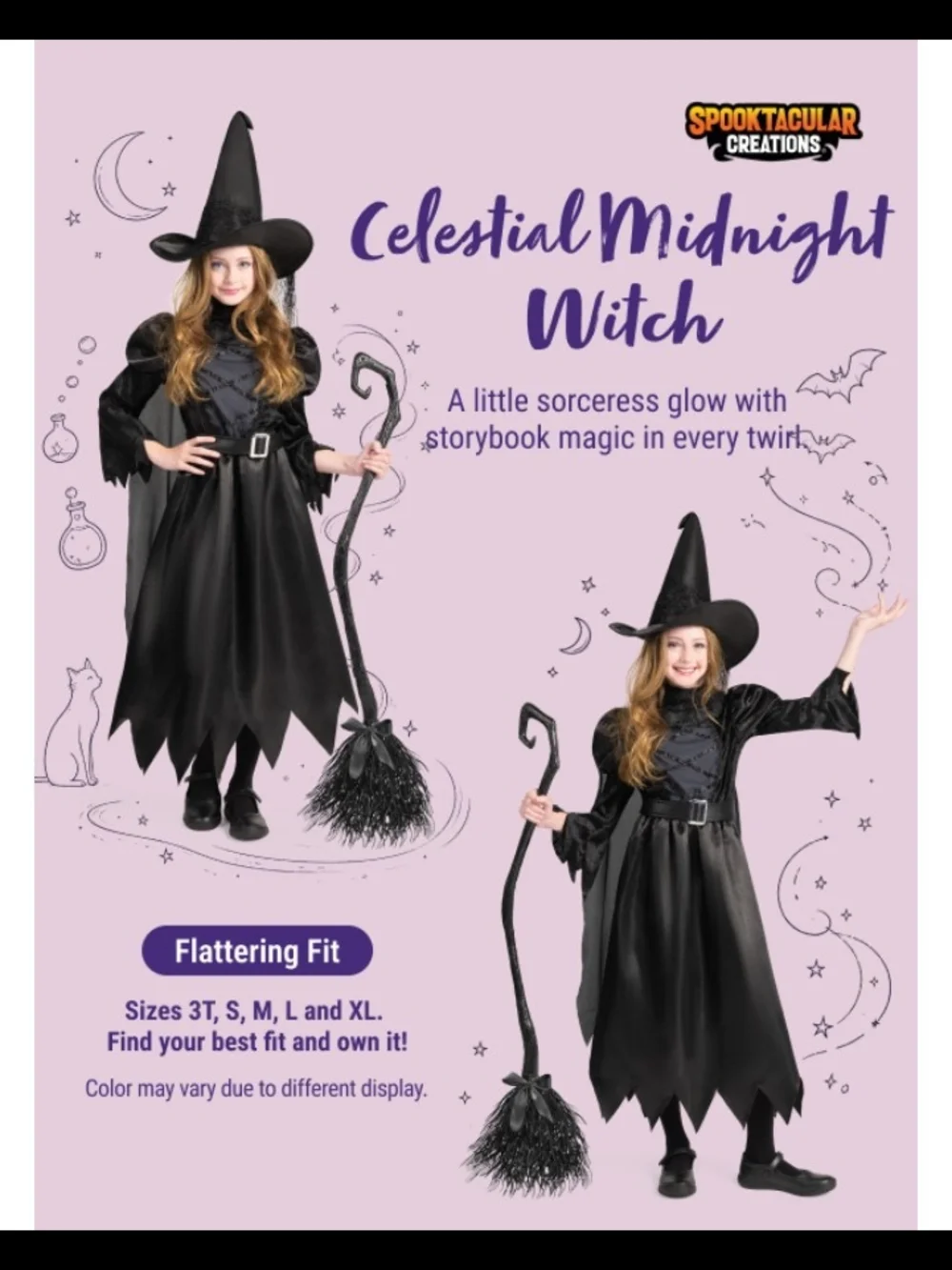 Spooktacular Creations Black Witch Costume Size Small 5-7 Years NWT